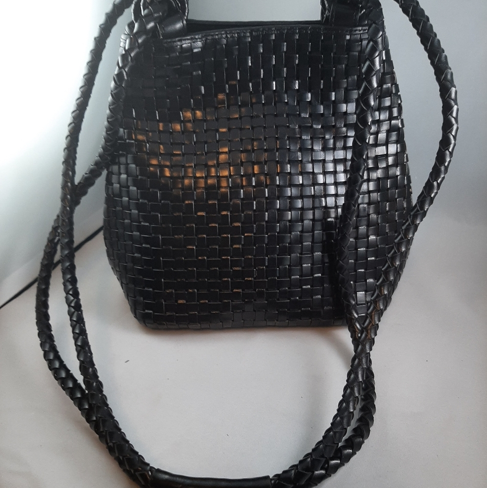 Valerie Stevens Black Woven Shoulder Bag